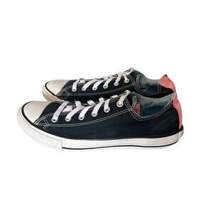 Converse Black All Star Sneakers Womens 5 Low Top Pink Blue Accent